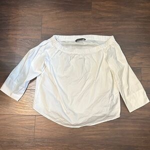 Zara White Off-Shoulder Peasant Blouse